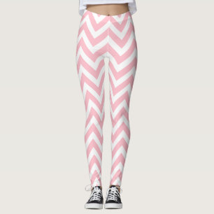 Roze en Wit Medium Size Chevron Leggings