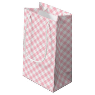 Roze en Wit Medium Size Diagonal Gingham Checks Klein Cadeauzakje