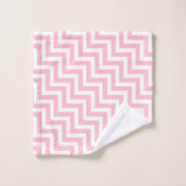 Roze en Wit Medium Size Diagonale Chevron Bad Handdoek (Wasdoekje)