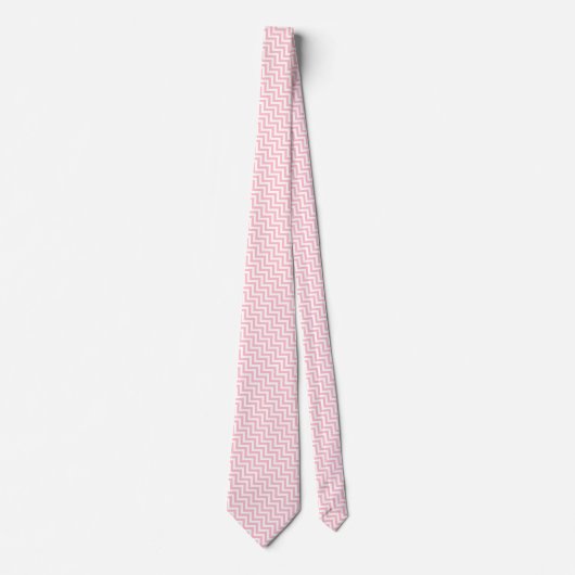 Roze en Wit Medium Size Diagonale Chevron Stropdas (Voorkant)