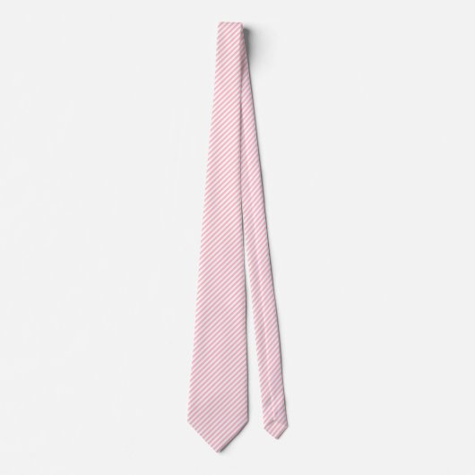 Roze en Wit Medium Size Diagonale Stripes Stropdas (Voorkant)