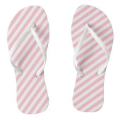 Roze en Wit Medium Size Diagonale Stripes Teenslippers (Voetbed)