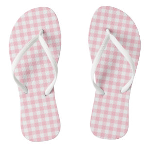 Roze en Wit Medium Size Gingham Checks Teenslippers