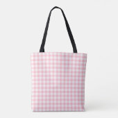 Roze en Wit Medium Size Gingham controleert patroo Draagtas (Achterkant)