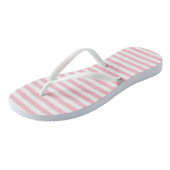 Roze en Wit Medium Size Horizontale Stripes Teenslippers (Schuin)