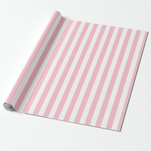 Roze en Wit Medium Size Verticale Stripes Cadeaupapier