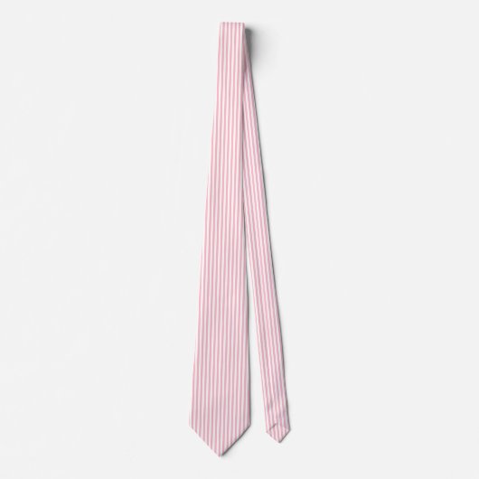 Roze en Wit Medium Size Verticale Stripes Stropdas (Voorkant)