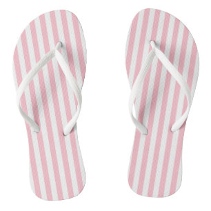 Roze en Wit Medium Size Verticale Stripes Teenslippers