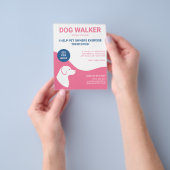 Roze en wit met blauwe Sjabloon van de Dog Walker Flyer (Hand)