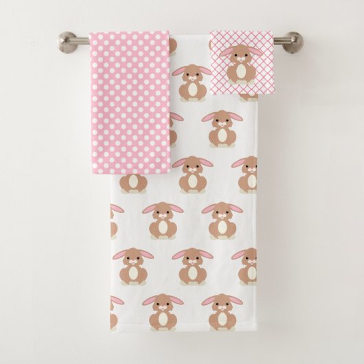 Roze en wit met de Kinder keukenset van Rabbit Bad Handdoek (Insitu)