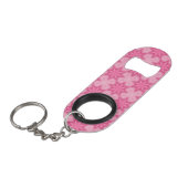 Roze en Wit Mini Flessenopener (Voorkant Gekanteld)