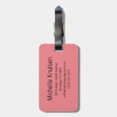 Roze en wit | Modern Monogram Custom Bagagelabel (Achterkant verticaal)