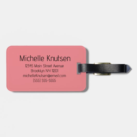 Roze en wit | Modern Monogram Custom Bagagelabel (Achterkant horizontaal)