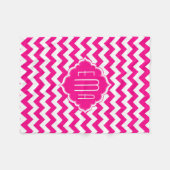 Roze en wit Monogram Chevron Patroon 2 Fleece Deken (Voorkant (Horizontaal))