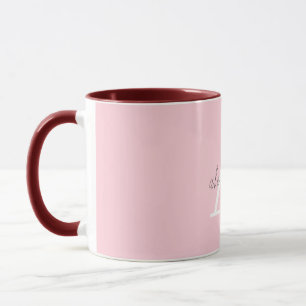 Roze en wit monogram met Jouw naam Mok