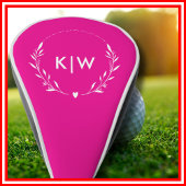 Roze en wit | Monogram moderne Initialen Golfheadcover