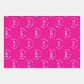 Roze en wit | Monogram moderne Initialen Inpakpapier Vel (Voorkant 3)