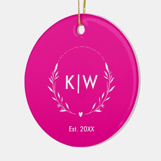 Roze en wit | Monogram moderne Initialen Keramisch Ornament (Links)