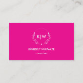 Roze en wit | Monogram moderne Initialen Visitekaartje (Achterkant)