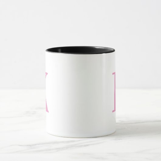 Roze en wit monogram mok (Midden)