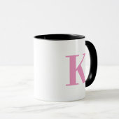 Roze en wit monogram mok (Voorkant rechts)