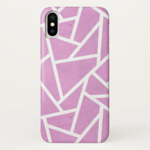 Roze en wit mozaïekpatroon iPhone x hoesje