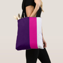 Roze en wit op marineblauwe tote
