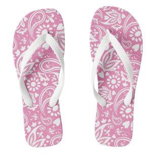 Roze en Wit Paisley Patterned Teenslippers