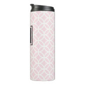 Roze en wit patroon met zwart monogram thermosbeker (Geroteerd rechts)