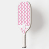 Roze en Wit Polka Dot Monogram Pickleball Paddle (Links)