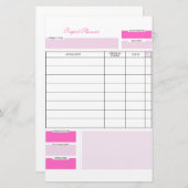 Roze en wit Project Planner Sheet Briefpapier (Voorkant / Achterkant)