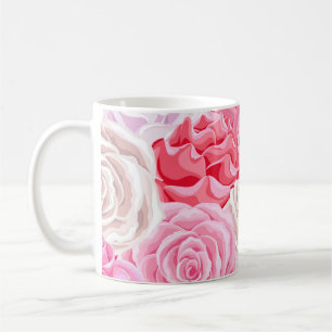 roze en wit rozen naadloos patroon. Flowers tex Koffiemok