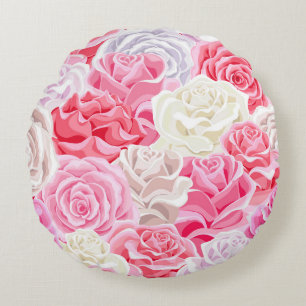 roze en wit rozen naadloos patroon. Flowers tex Rond Kussen