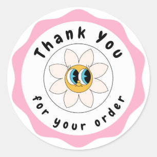 Roze en wit schattig Dank u Circle Sticker