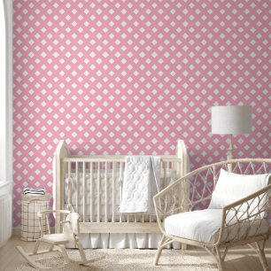 Roze en Wit Shabby Chique Lattice Patroon Behang