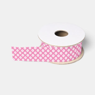 Roze en Wit Speelse Polka Dots Grosgrain Lint