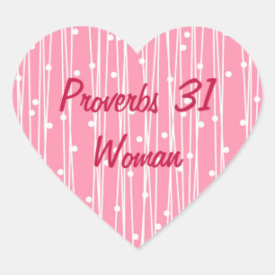 Roze en Wit Spreuken 31 Vrouw Hart Sticker