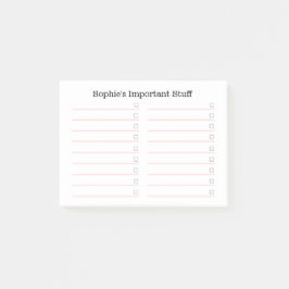Roze en wit to do lijst | Gepersonaliseerd Post-it® Notes