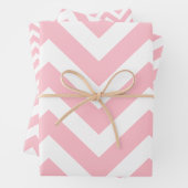 Roze en Wit Verschillende Maten Chevron Inpakpapier Vel (In situ)