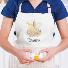 Roze en witte aangepaste naam Pastry Chef Apron