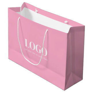 Roze en witte aangepaste zakelijke gift groot cadeauzakje