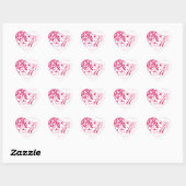 Roze en Witte Abstracte Bloemen Envelopzegel Hart Sticker (Vel)