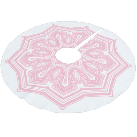 Roze en witte Abstracte Modern Mandala Kerstboom Rok (Gekanteld)