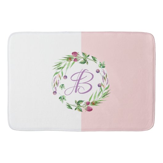 Roze en witte achtergrond fijne bloemen, geschat badmat (Voorkant)