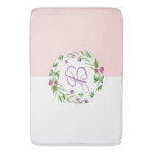 Roze en witte achtergrond fijne bloemen, geschat badmat (Voorkant Verticaal)