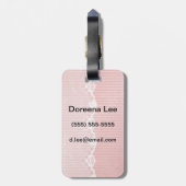 Roze en witte achtergrond met zwarte kant bagagelabel (Achterkant verticaal)