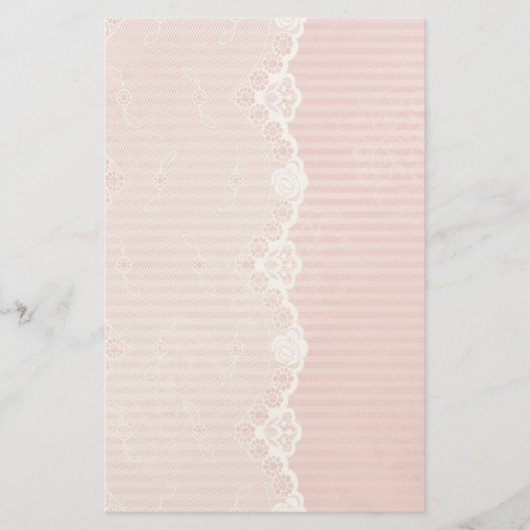 Roze en witte achtergrond met zwarte kant briefpapier (Voorkant)