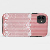 Roze en witte achtergrond met zwarte kant Case-Mate iPhone case (Achterkant (horizontaal))