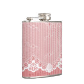 Roze en witte achtergrond met zwarte kant heupfles (Rechts)