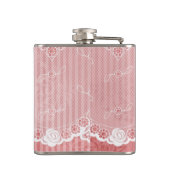 Roze en witte achtergrond met zwarte kant heupfles (Achterkant)